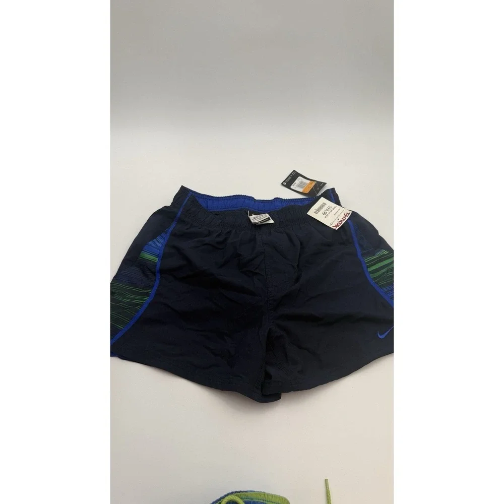 Nike Swim Trunks Mens Small Lined Swim Trunks Pockets Black Blue